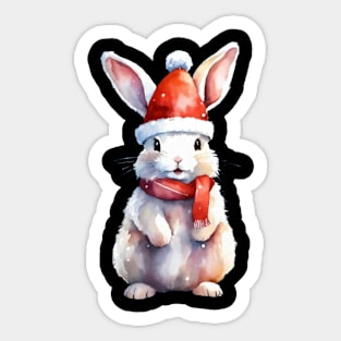 Adorable Bunny with Santa's Hat Sticker